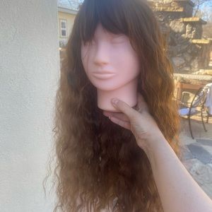 Voluminous Brown Hair Wig with Soft Waves and Face-Framing Layers